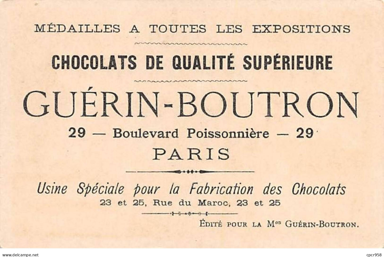Chromos -COR12271 - Chocolat Guérin-Boutron - Italie - Homme - Bateau - 7x10cm Env. - Guerin Boutron