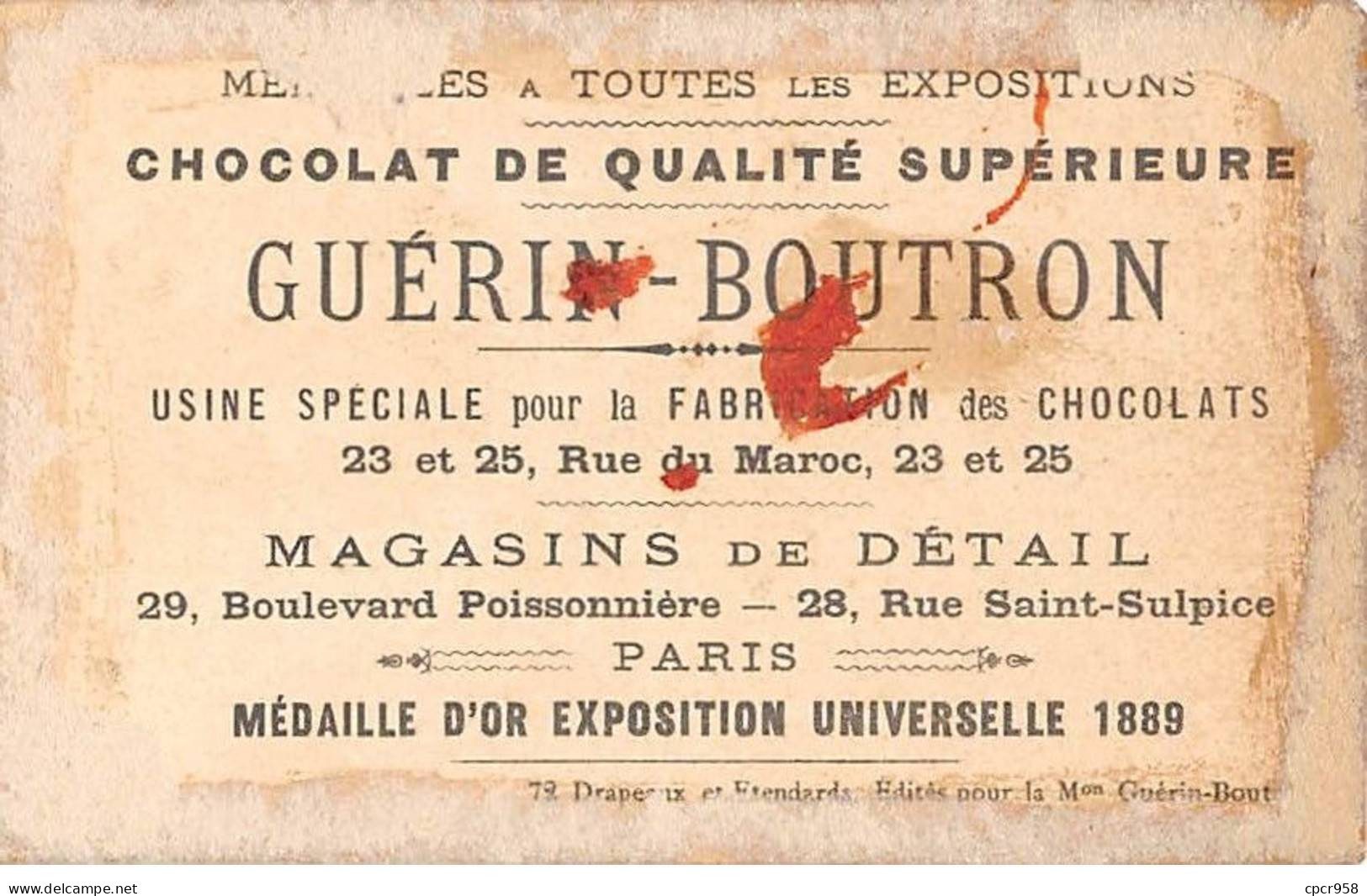 Chromos -COR10326 -Chocolat Guérin-Boutron- Drapeau- Louis XVIII- En L'état - 7x10 Cm Environ - Guerin Boutron