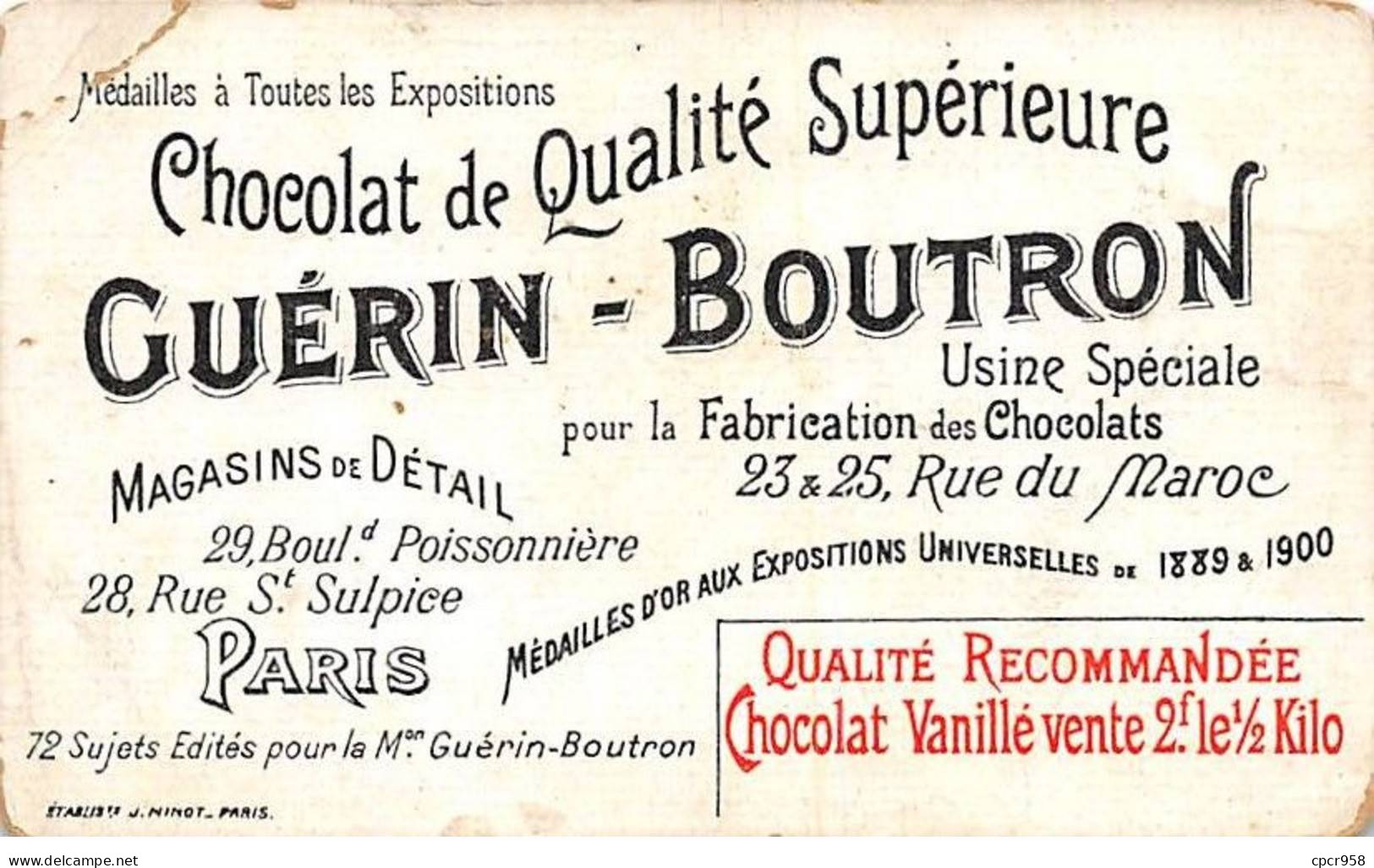 Chromos -COR12250 - Chocolat Guérin-Boutron- Les Différentes Industries-Fabrication Des Couteaux- Emoulage- 6x10cm Env. - Guerin Boutron