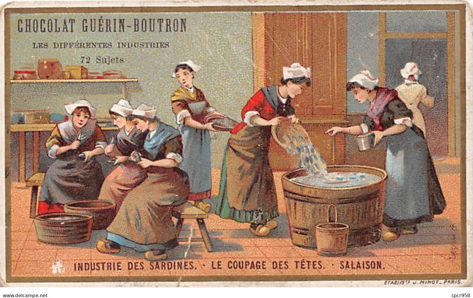 Chromos -COR12252 - Chocolat Guérin-Boutron - Industrie Des Sardines - Femmes - En L'état - Déchirée - 6x10cm Env. - Guérin-Boutron