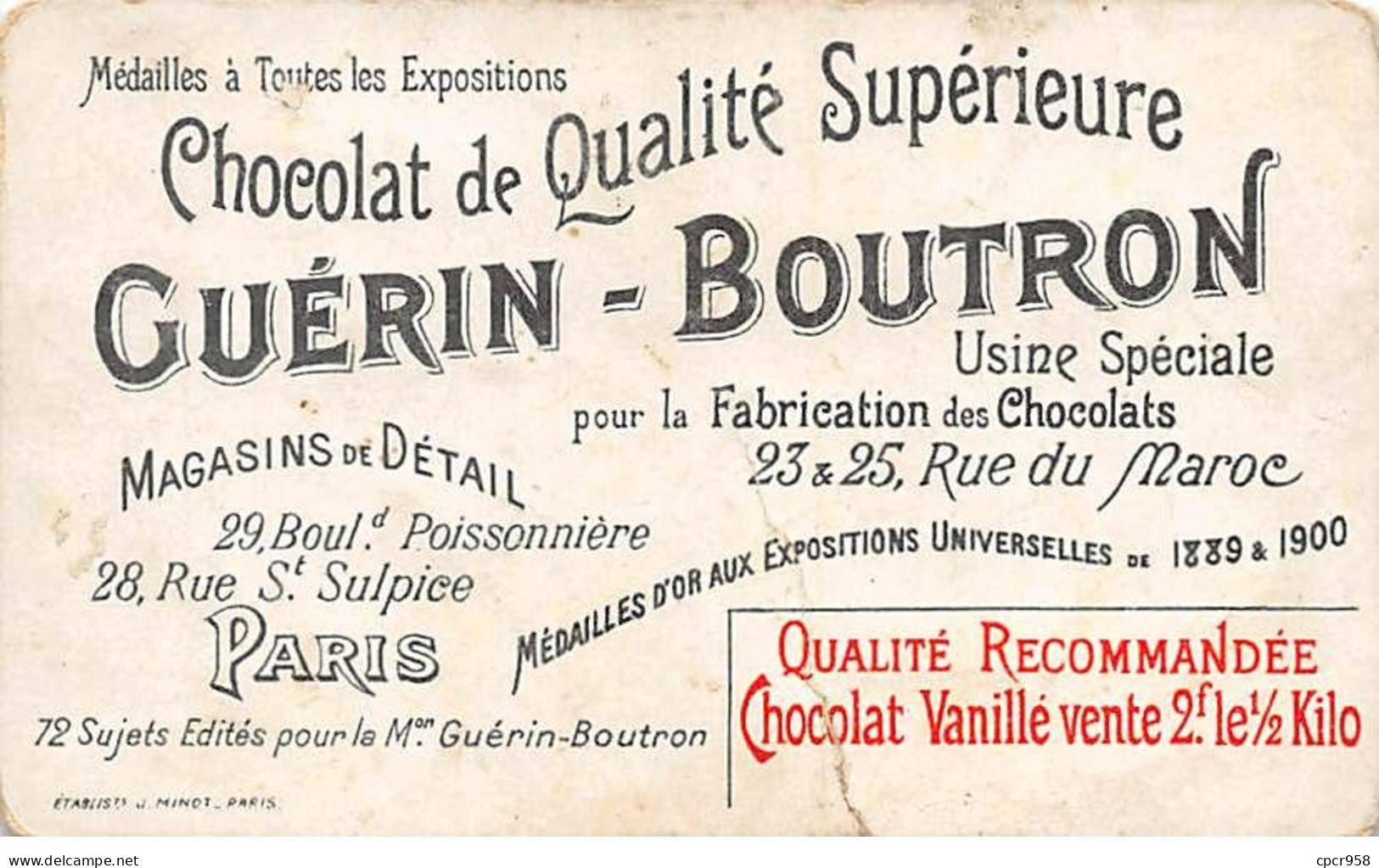 Chromos -COR12252 - Chocolat Guérin-Boutron - Industrie Des Sardines - Femmes - En L'état - Déchirée - 6x10cm Env. - Guerin Boutron