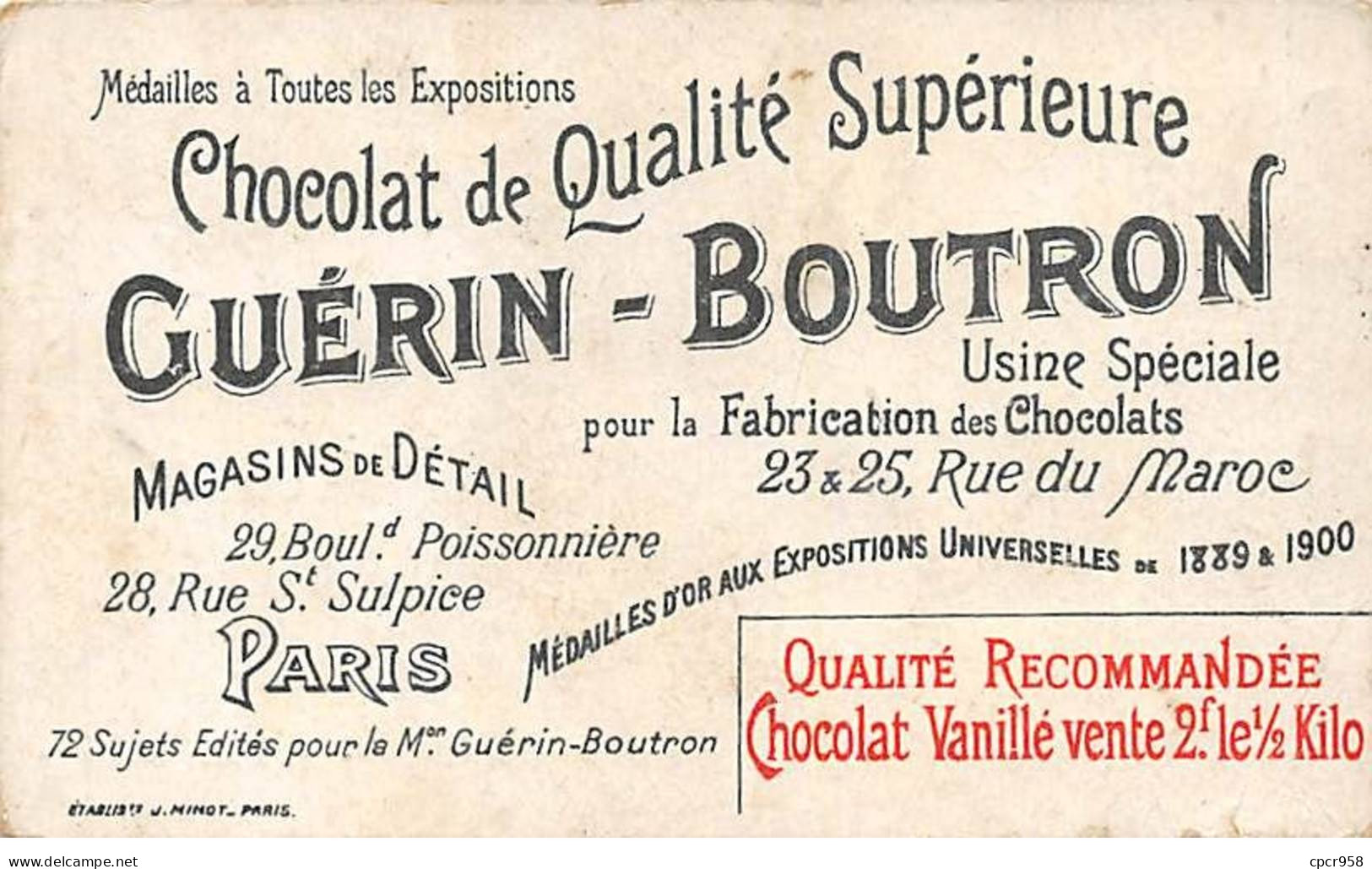 Chromos -COR12248 - Chocolat Guérin-Boutron- Les Différentes Industries-Fabrication Des Allumettes-Femmes - 6x10cm Env. - Guerin Boutron