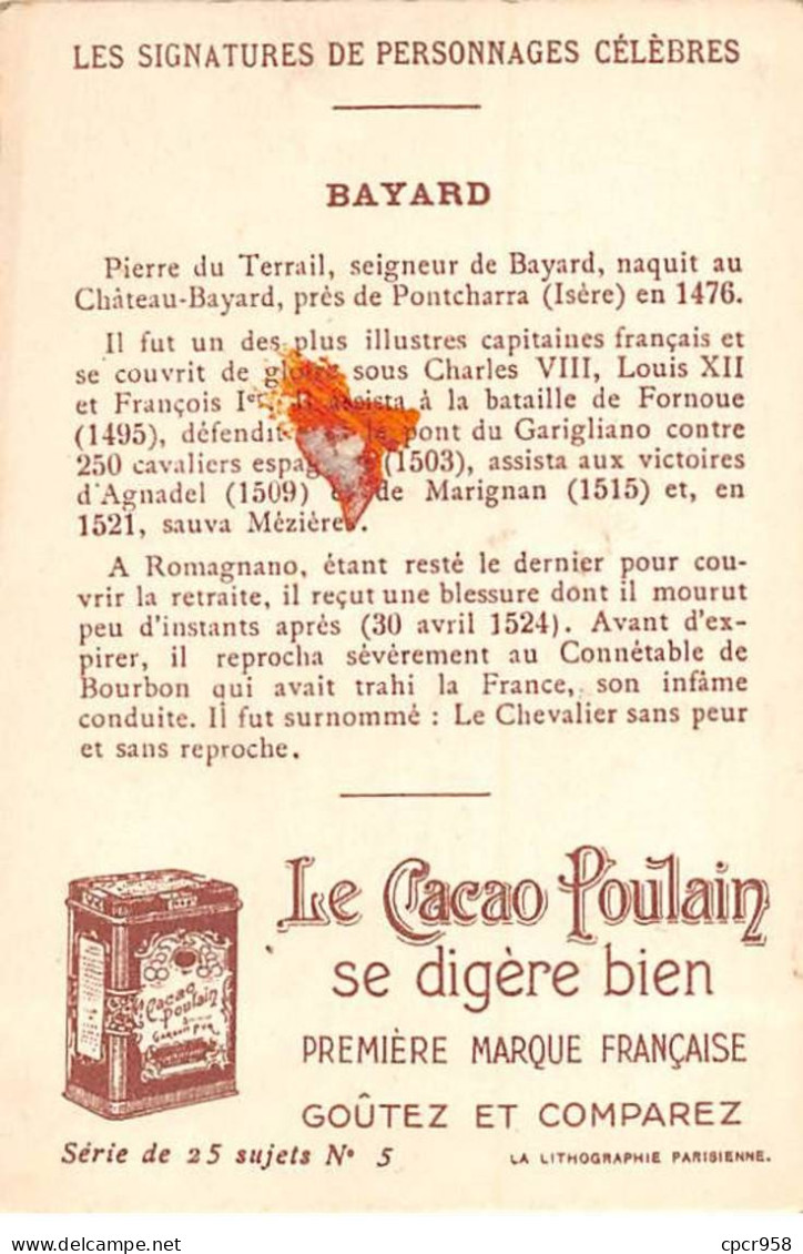 Chromos -COR10295 -Chocolat Poulain Orange- Les Signatures De Personnages Célèbres - Bayard -en L'état- 7x10 Cm Environ - Poulain