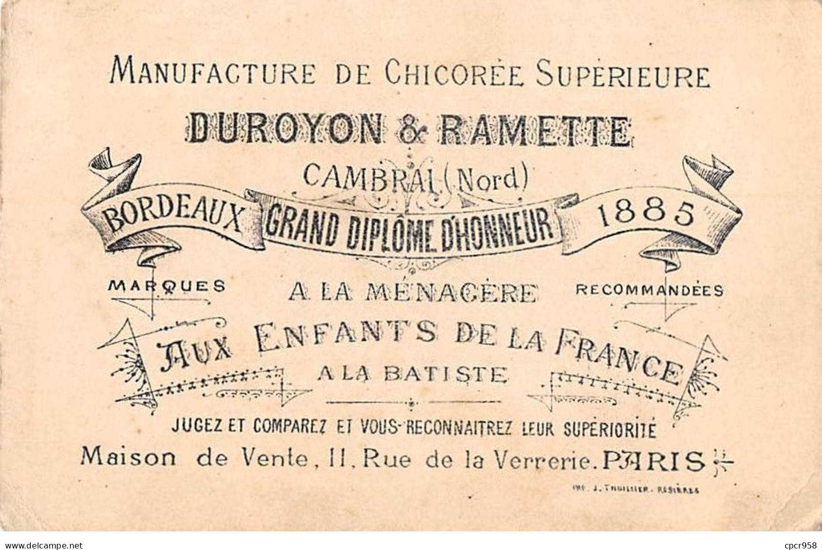 Chromos -COR12203 - Chicorée Duroyon & Ramette - Marin - Bateau - 7x11cm Env. - Thee & Koffie