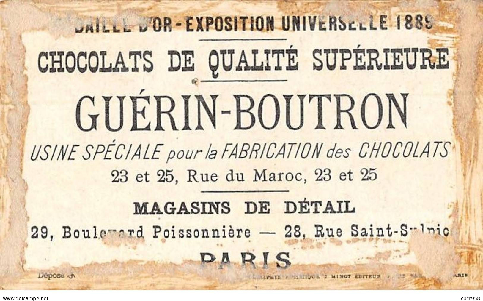 Chromos -COR10289 - Chocolat Guérin-Boutron- La Poire Coupée - En L'état - 7x10 Cm Environ - Guérin-Boutron