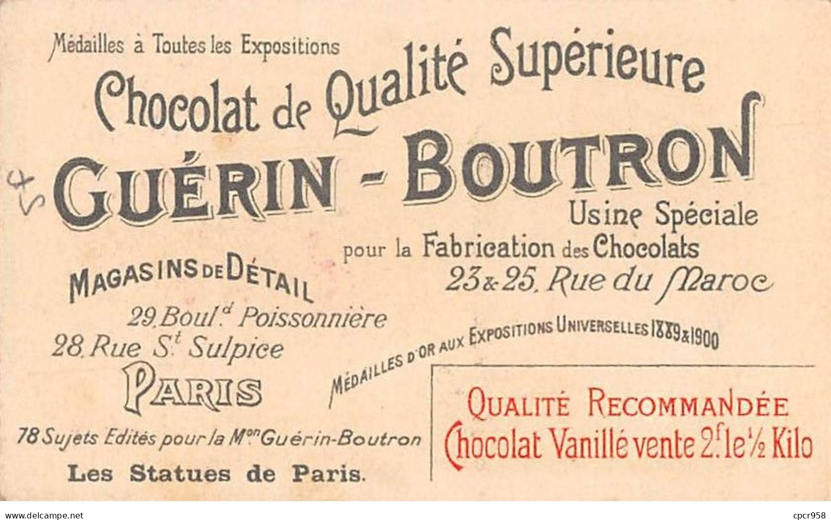 Chromos -COR12184 - Chocolat Guérin-Boutron - Budé - Philosophe - Collège De France - 6x10cm Env. - Guérin-Boutron