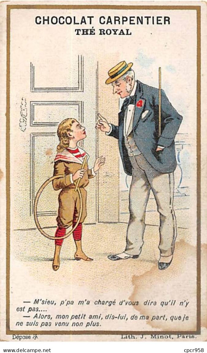 Chromos - COR10120 - Chocolat Carpentier - Thé Royal - Enfant Parlant à L'ami De Son Père -  6x10 Cm Environ - Altri & Non Classificati