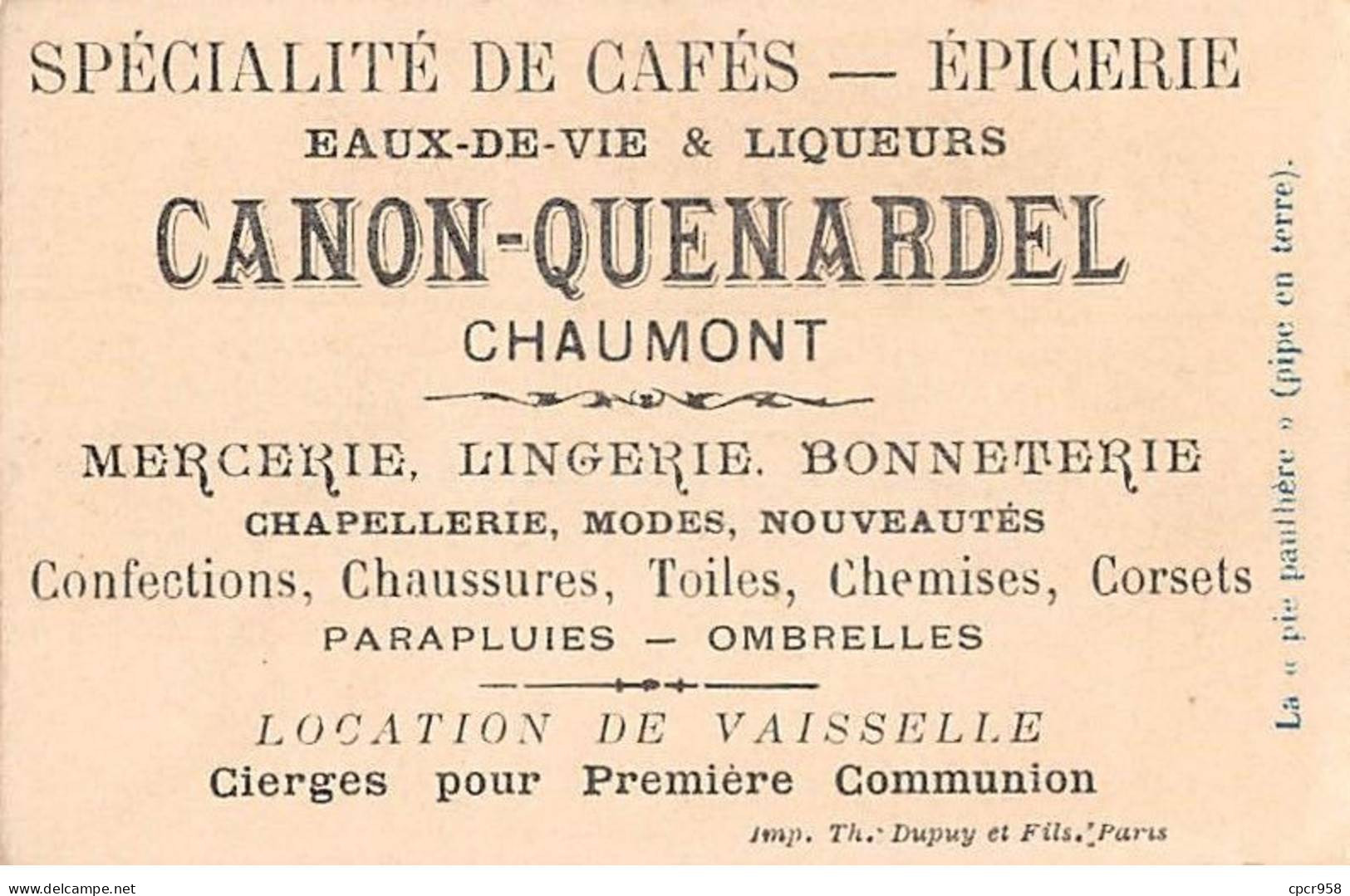 Chromos - COR10101 - Eaux-de-vie & Liqueurs -Chaumont- Quelle Est La Plus Cruelle Des Pies? - 6x10 Cm Environ - Thee & Koffie
