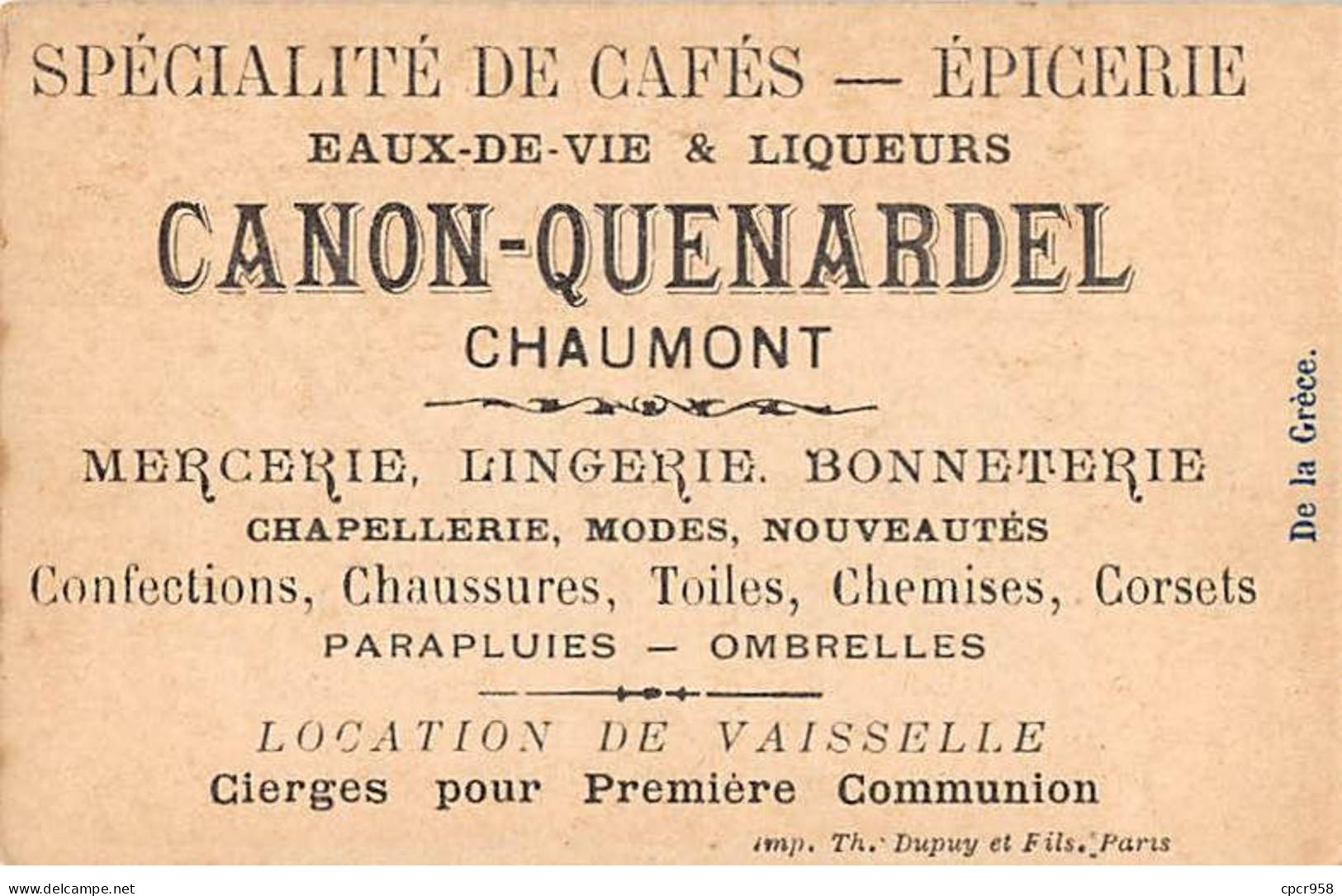Chromos - COR10100 - Eaux-de-vie & Liqueurs -Chaumont- De Quel Pays Tire-t-on Les Meilleurs Pommes... - 6x10 Cm Environ - Tea & Coffee Manufacturers