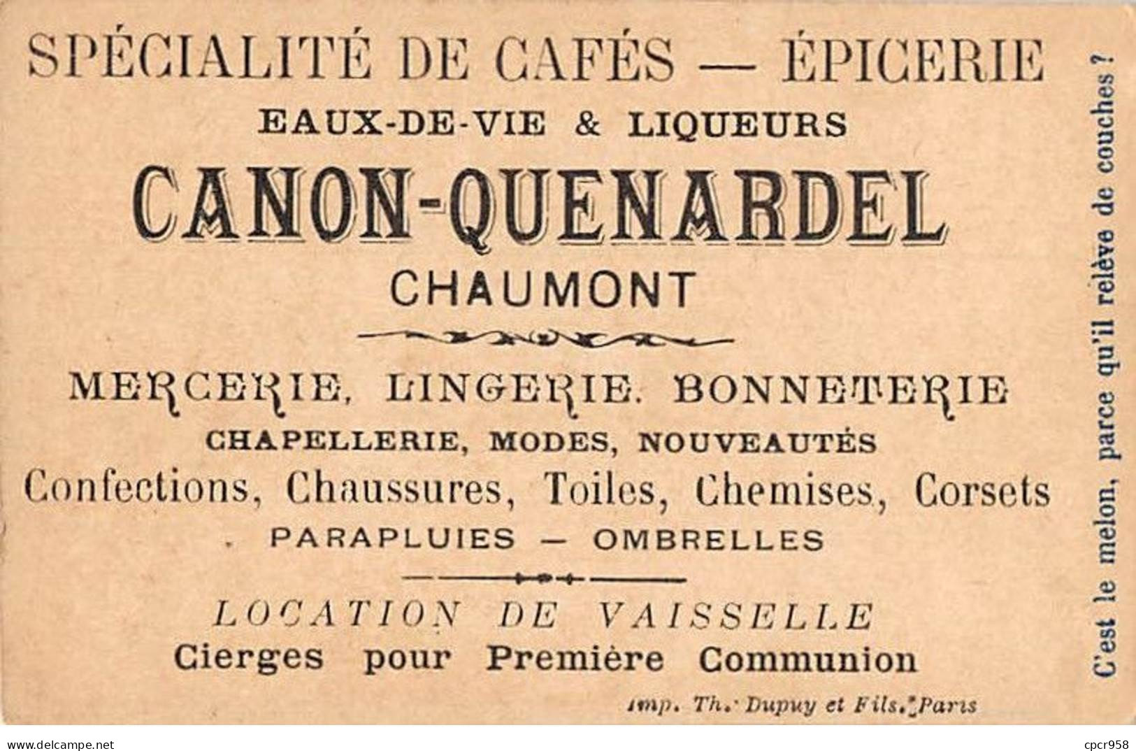 Chromos - COR10091 - Eaux-de-vie & Liqueurs -Chaumont- Quel Est Le Fruit Qui Lorsqu'on Le Mange... - 6x10 Cm Environ - Tee & Kaffee