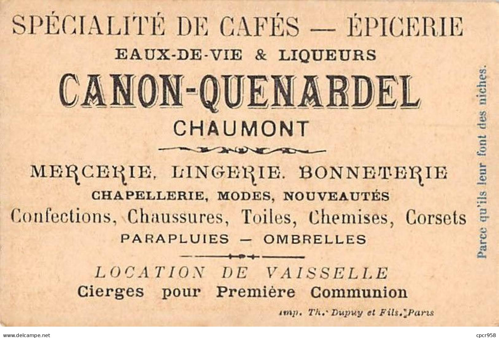 Chromos - COR10085 - Eaux-de-vie & Liqueurs -Chaumont- Pourquoi Les Saint N'aiment-ils Pas Les Maçons?  6x10 Cm Environ - Té & Café