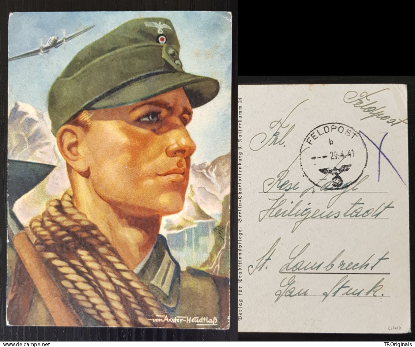 GERMANY THIRD 3rd REICH ORIGINAL PROPAGANDA CARD WEHRMACHT ALPINE TROOPS FELDPOST 1941 - Guerre 1939-45