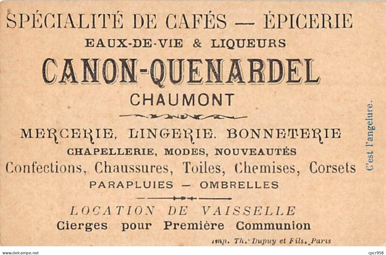 Chromos - COR10087 - Eaux-de-vie & Liqueurs -Chaumont- Quel Est L'ange Le Moins Adoré? - 6x10 Cm Environ - Tee & Kaffee