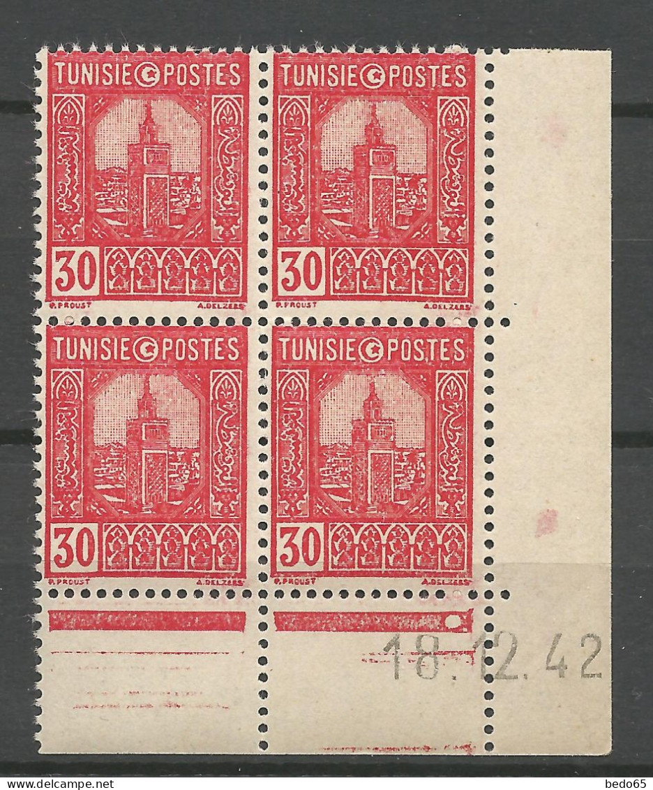 TUNISIE N° 232 Coin Daté 18 / 12 / 42 NEUF** LUXE SANS CHARNIERE NI TRACE / Hingeless  / MNH - Unused Stamps