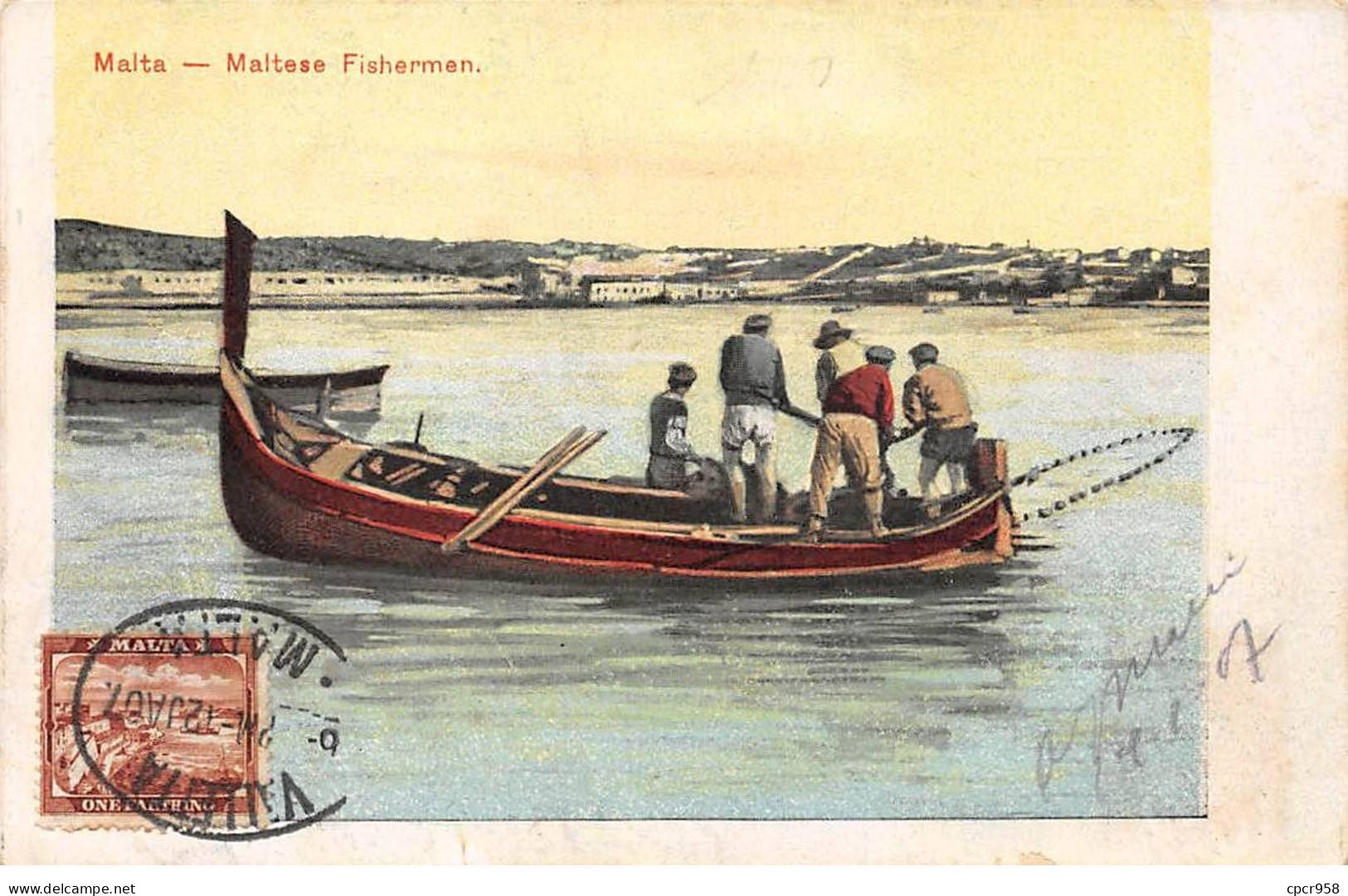 POLOGNE.Carte Maximum.AM14119.1907.Cachet Malte.Pêcheurs En Barque - Malta