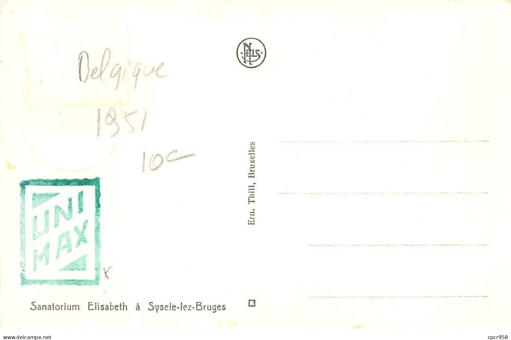 BELGIQUE.Carte Maximum.AM14092.28/02/1951.Cachet Belgique.Sanatorium Elisabeth.Sysele-lez-Bruges - Usados