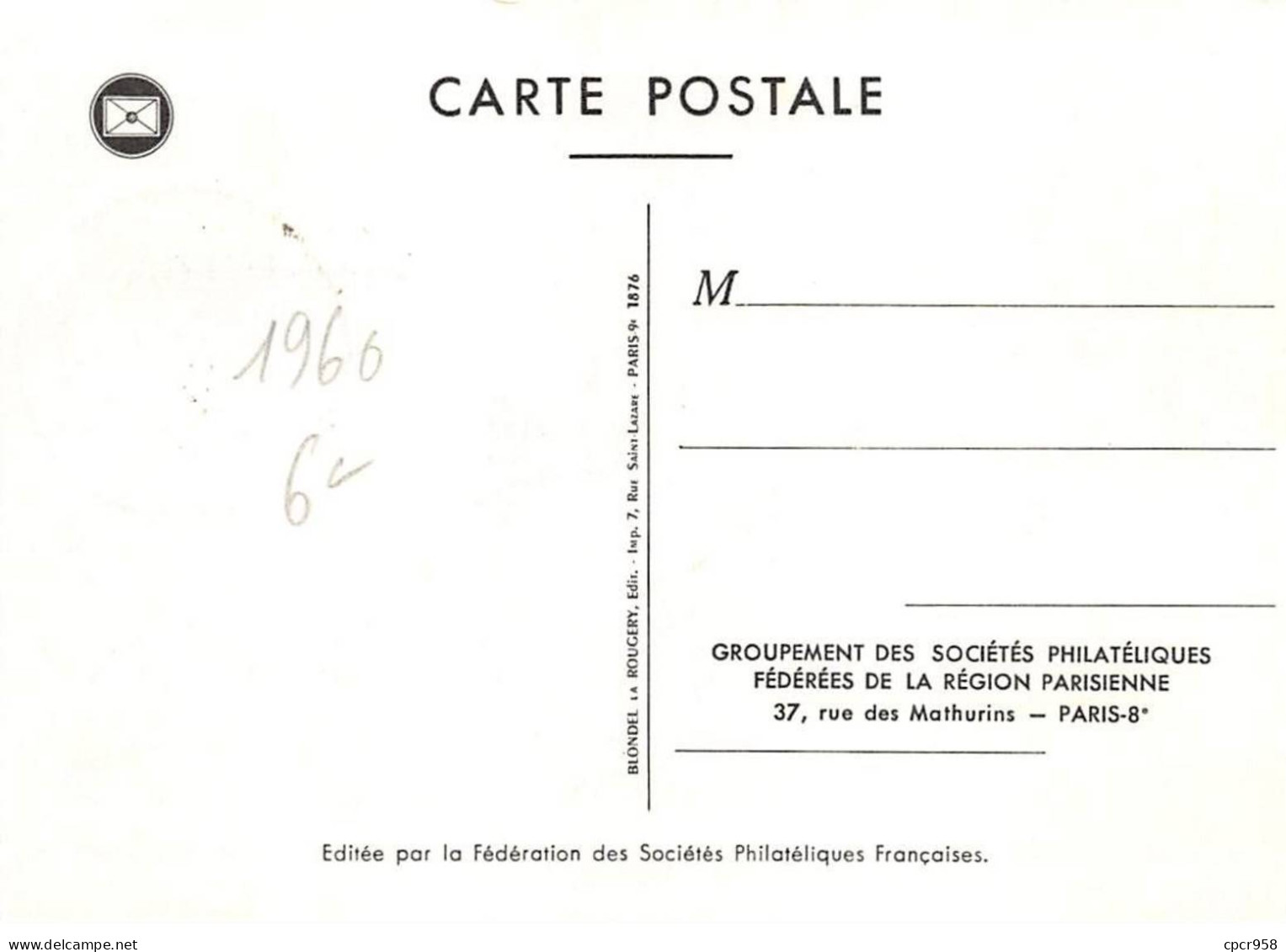 FRANCE.Carte Maximum.AM13860.12/03/60.Cachet Paris.Journée Du Timbre.Pose D'un Cable Sous-marin Par Un Navire... - 1960-1969