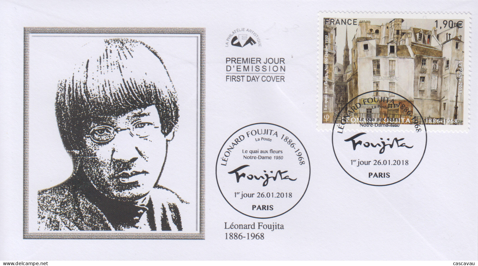 Enveloppe  FDC   1er  Jour   FRANCE    Oeuvre  De  FOUJITA    2018 - 2010-2019