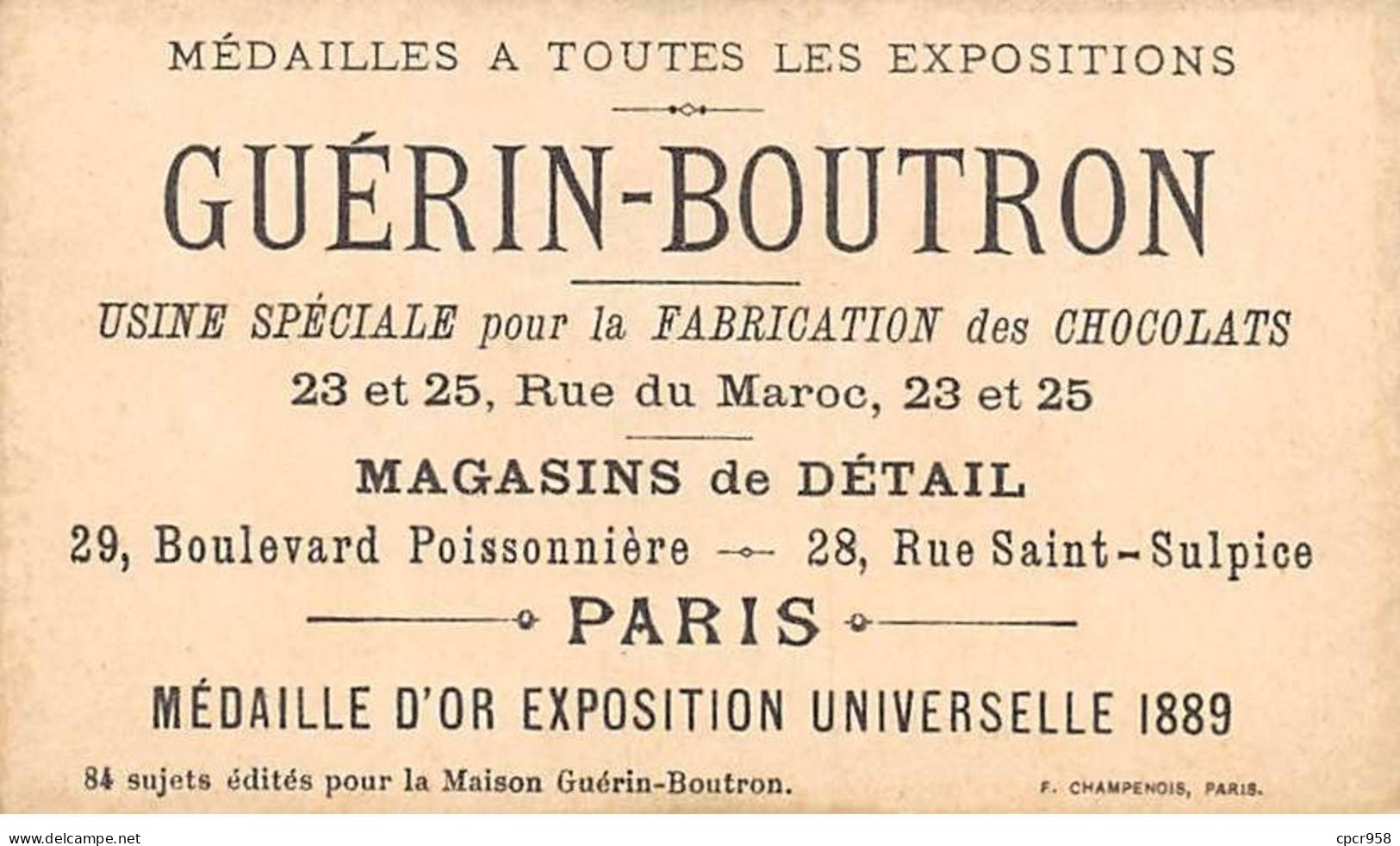 Chromos -COR10592 - Chocolat Guérin-Boutron- Chasses Et Pêches-Hyène -Chasseurs  - 6x10 Cm Env. - Guerin Boutron