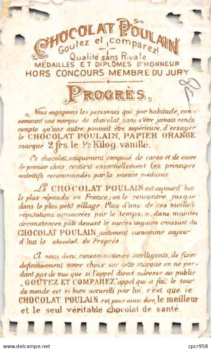 Chromos -COR12541 - Chocolat Poulain - Septembre - Garçon - Fille - Pommier - Echelle - Panier - 9x5cm Env. - Poulain