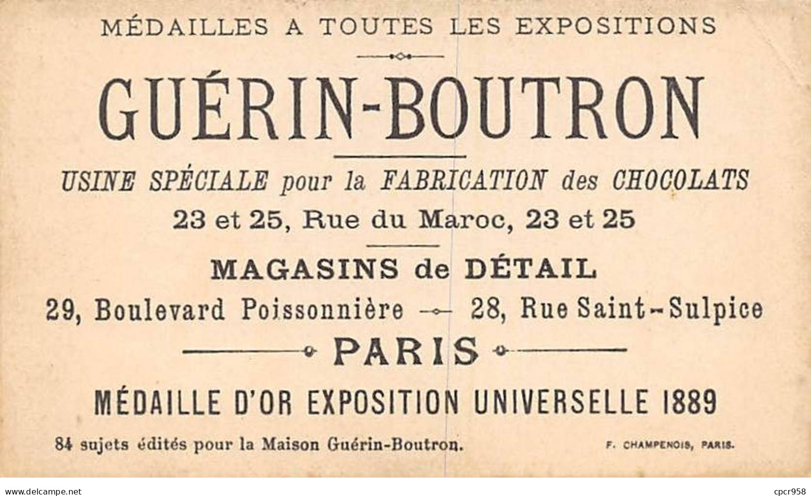 Chromos -COR10564 - Chocolat Guérin-Boutron- Chasses Et Pêches-Chevreuils- Courre - Chasseurs - 6x10 Cm Env. - Guerin Boutron