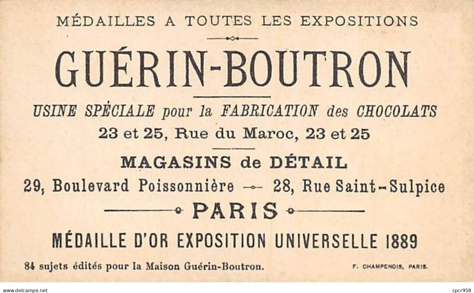 Chromos -COR10559 - Chocolat Guérin-Boutron- Chasses Et Pêches-Chat Sauvage- Chiens - 6x10 Cm Env. - Guérin-Boutron