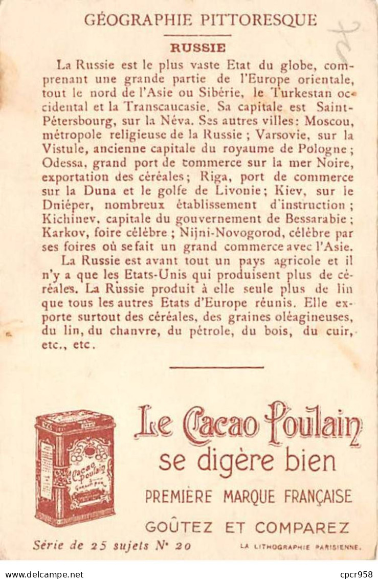 Chromos -COR12521 - Chocolat Poulain Orange - Géographie Pittoresque - Maison - Homme - Bois - Chevaux - 10x7cm Env. - Poulain