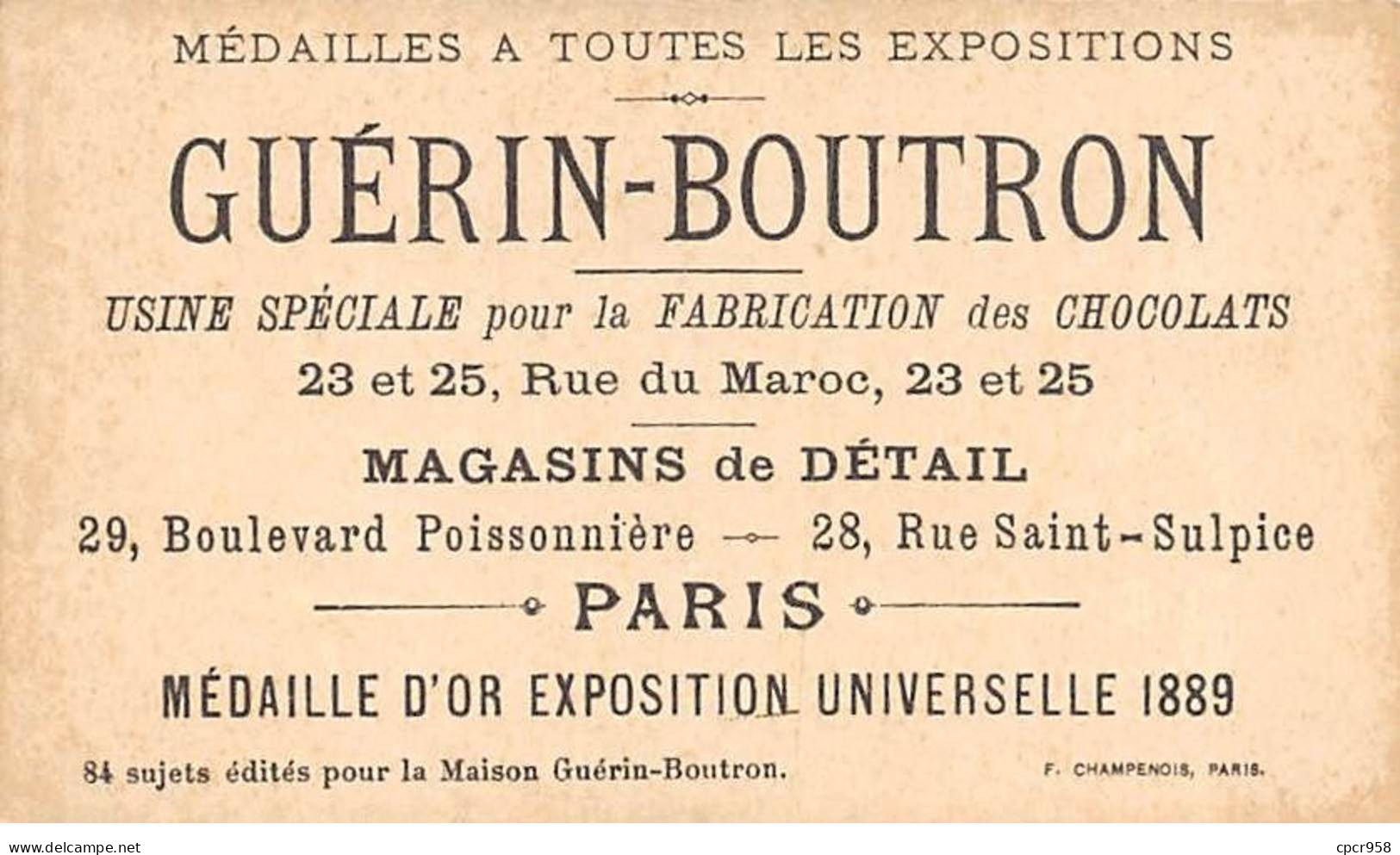 Chromos -COR10546 - Chocolat Guérin-Boutron- Chasses Et Pêches- Louvart- Limousin- Chiens - 6x10 Cm Env. - Guerin Boutron