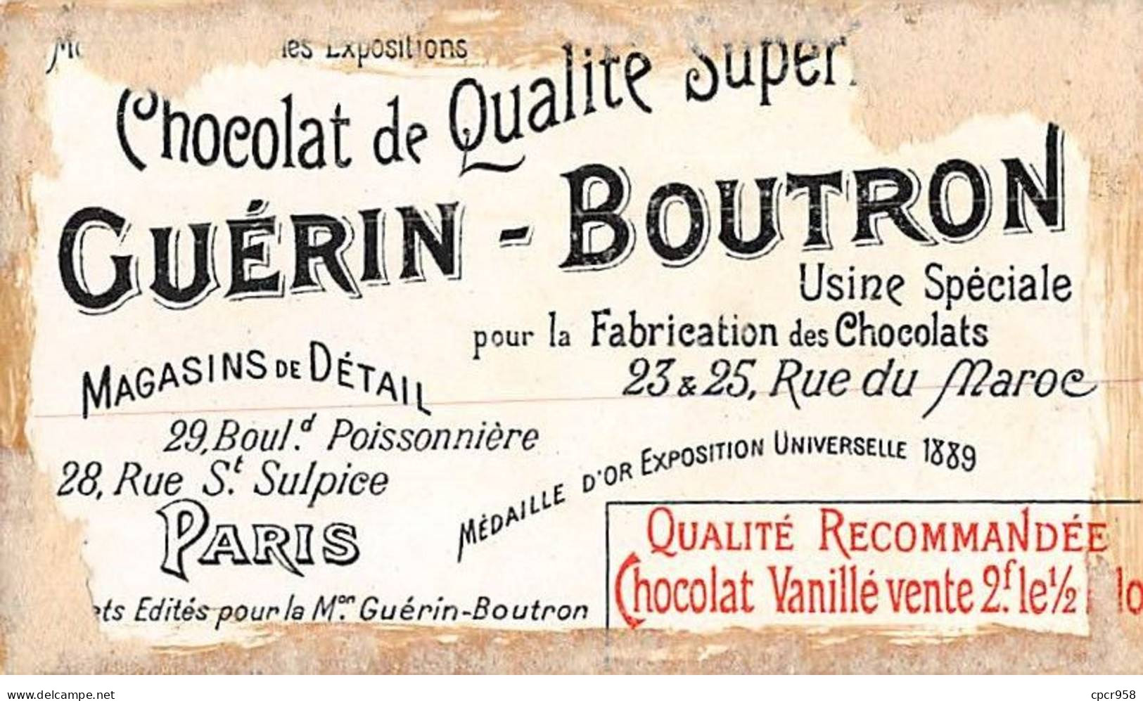 Chromos -COR10543 - Chocolat Guérin-Boutron- Mots Historiques- Clovis- Bataille De Tolbiac - En L'état - 6x10 Cm Env. - Guérin-Boutron