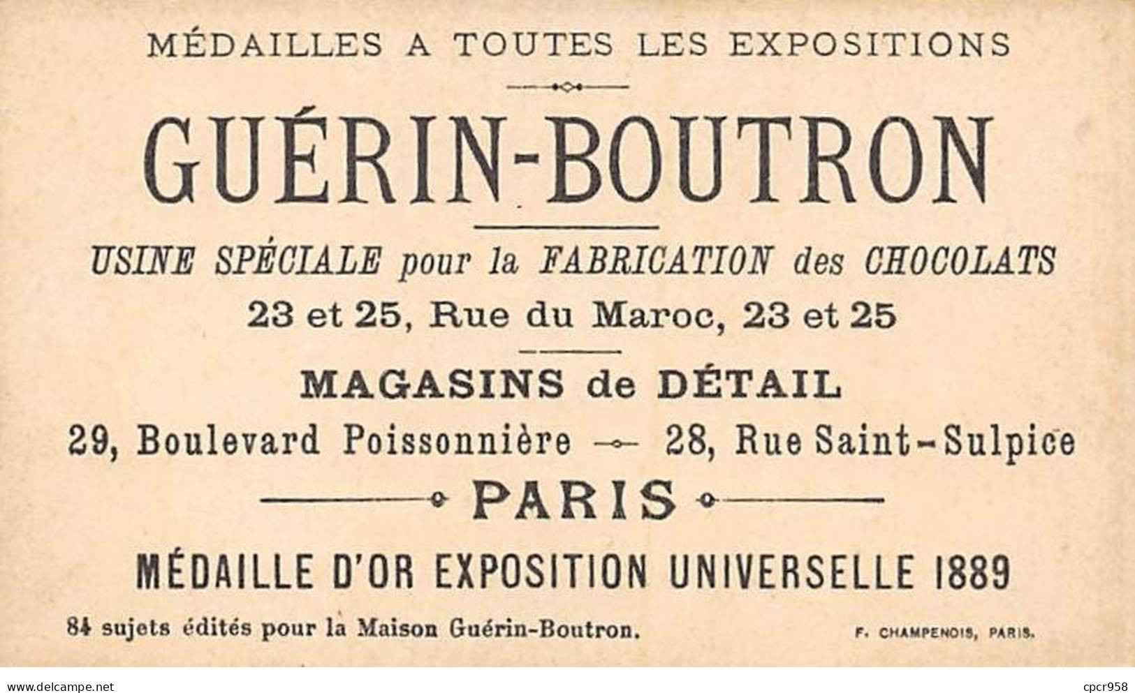 Chromos -COR10556 - Chocolat Guérin-Boutron- Chasses Et Pêches-Buffle- Chasseurs - 6x10 Cm Env. - Guerin Boutron