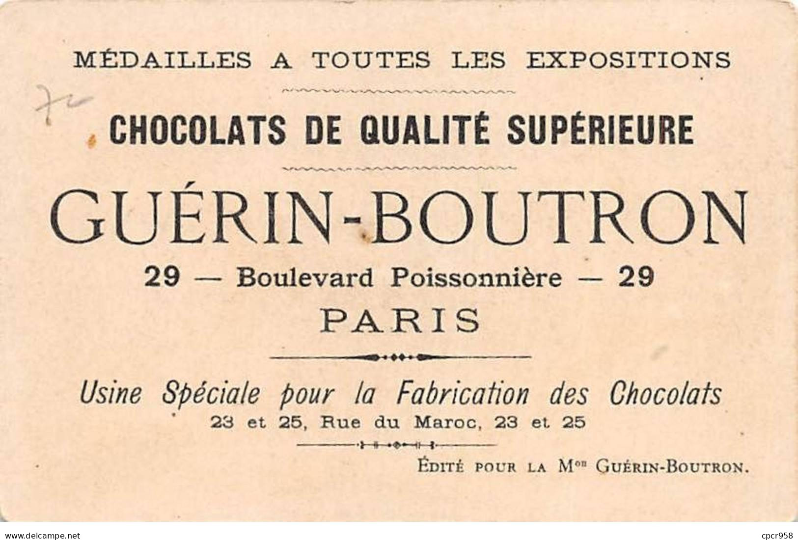 Chromos -COR12514 - Chocolat Guérin-Boutron - Homme - Femme - Ombrelle - Véhicule à Deux Roues  - 10x7cm Env. - Guerin Boutron