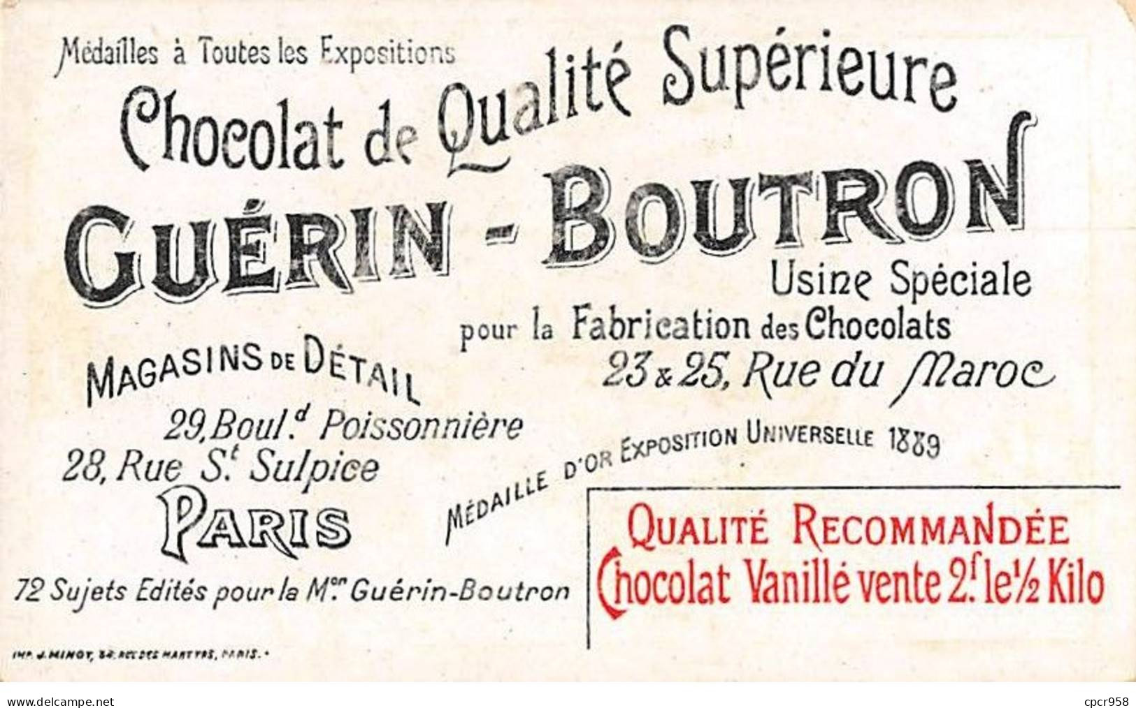 Chromos -COR10535 - Chocolat Guérin-Boutron- Bonaparte- Bataille Des Pyramides - 6x10 Cm Env. - Guérin-Boutron
