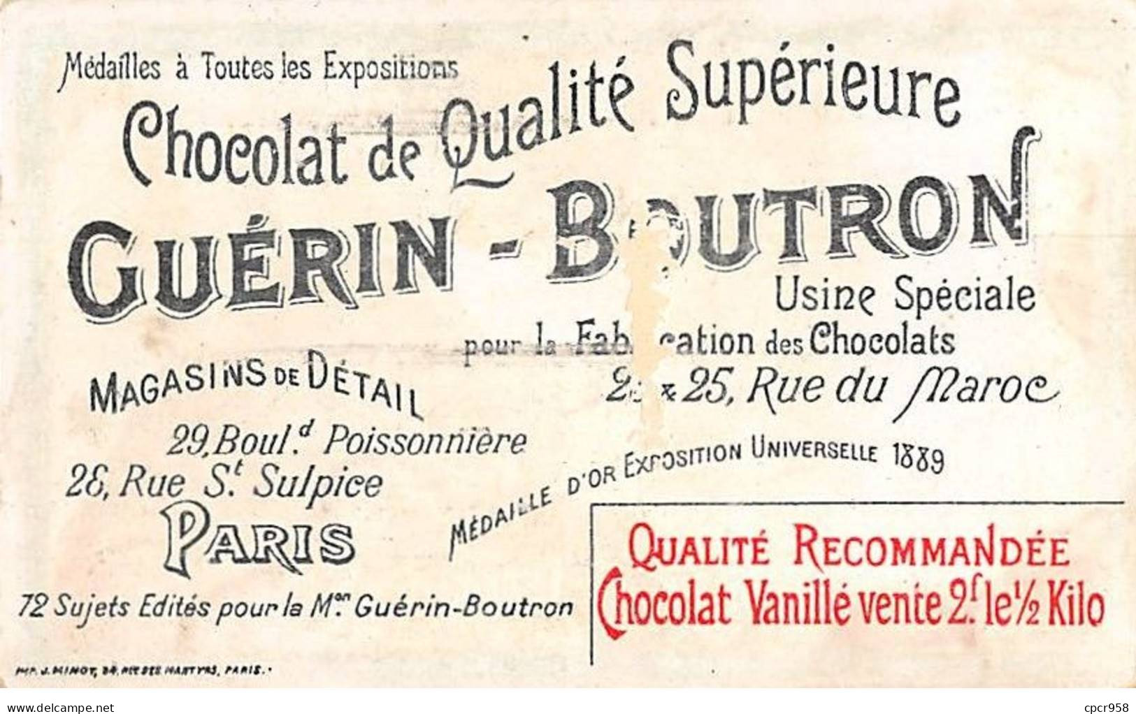 Chromos -COR10534 - Chocolat Guérin-Boutron- Andrieux- Bonaparte- Assemblée - 6x10 Cm Env. - Guérin-Boutron