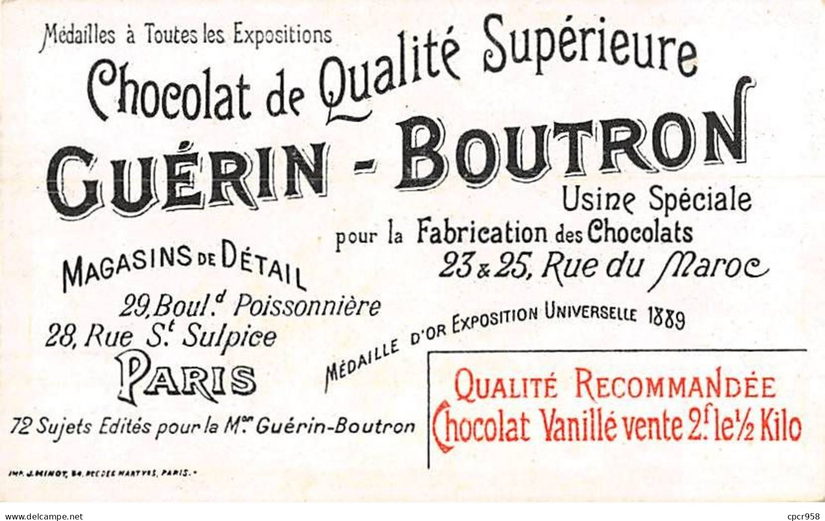 Chromos -COR10520 -Chocolat Guérin-Boutron-Mots Historiques -Louis XI- Marmiton- Plessis-lez-Tours - 6x10 Cm Env. - Guerin Boutron
