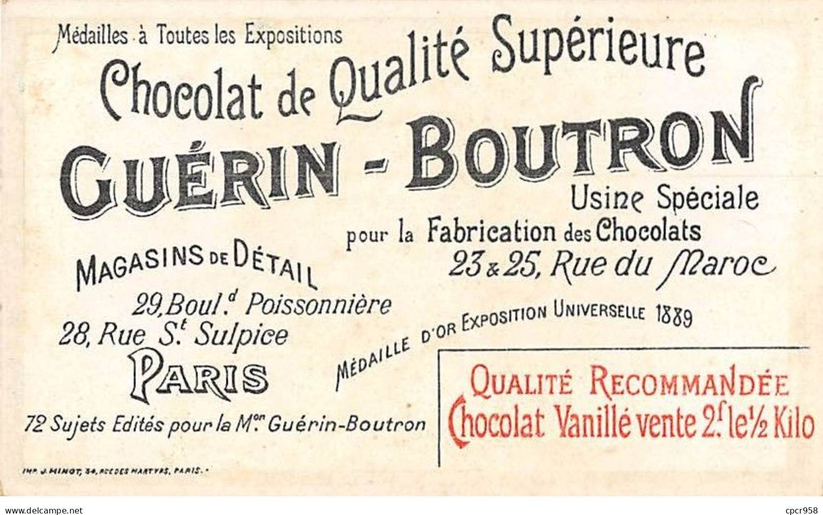 Chromos -COR10517 -Chocolat Guérin-Boutron-Mots Historiques -Abbé Edgeworth - Louis XVI - 6x10 Cm Env. - Guerin Boutron