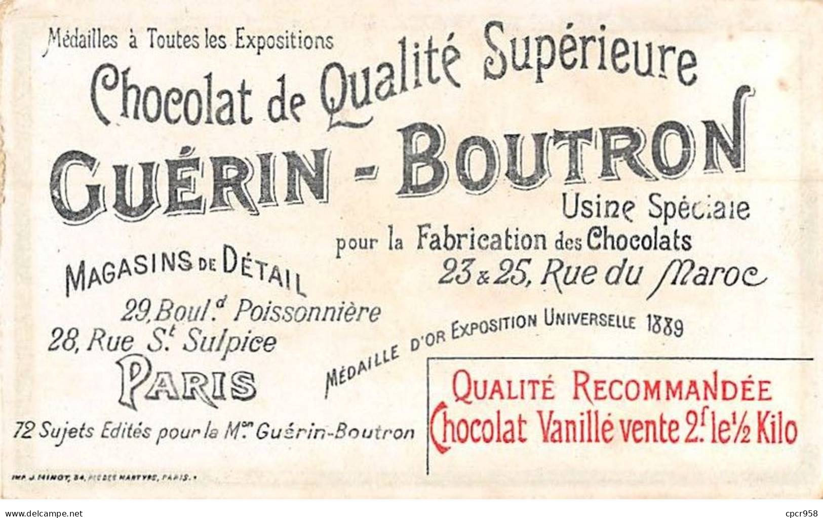 Chromos -COR10515 -Chocolat Guérin-Boutron-Mots Historiques -Comte D'Anterroches - Hay- Fontenoy - 6x10 Cm Env. - Guérin-Boutron
