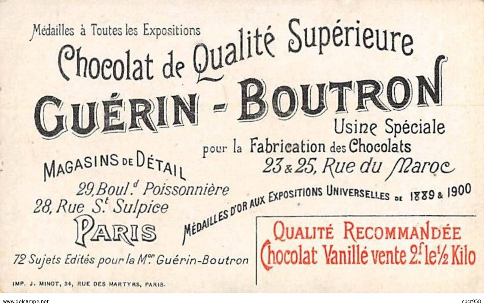 Chromos -COR10509 -Chocolat Guérin-Boutron-Le Théâtre à Travers Les âges-Théâtre Algérien- Acteurs - 6x10 Cm Environ - Guérin-Boutron