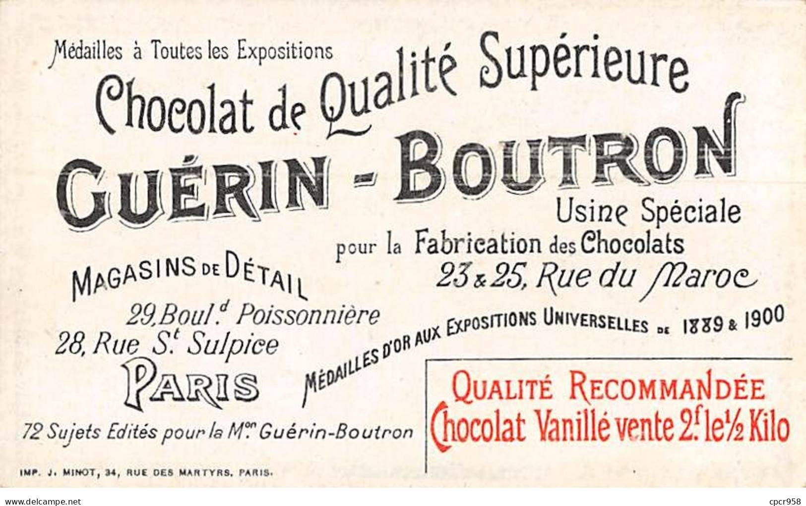 Chromos -COR10503 -Chocolat Guérin-Boutron-Le Théâtre à Travers Les âges-Comédie- Restauration- Acteurs- 6x10 Cm  - Guérin-Boutron