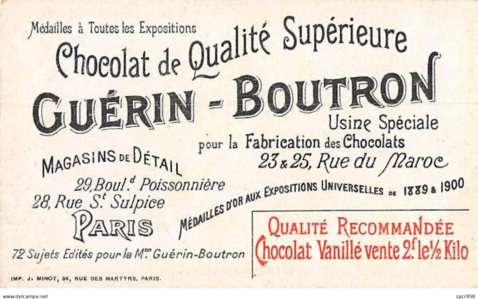 Chromos -COR10500 -Chocolat Guérin-Boutron-Le Théâtre à Travers Les âges-Théâtre- Provence- Acteurs - 6x10 Cm Environ - Guerin Boutron