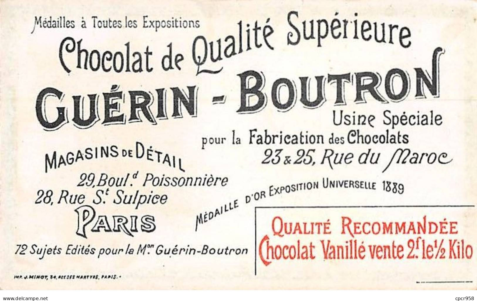 Chromos -COR10528 - Chocolat Guérin-Boutron- Louis XVIII- Militaire - 6x10 Cm Env. - Guérin-Boutron