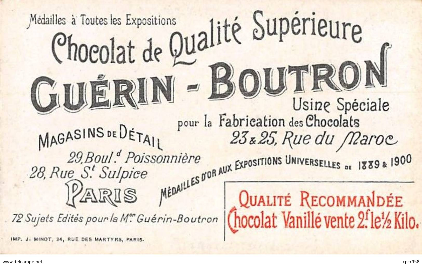 Chromos -COR10490 - Chocolat Guérin-Boutron - Le Théâtre à Travers Les âges - Palais De Justice - 6x10 Cm Environ - Guerin Boutron