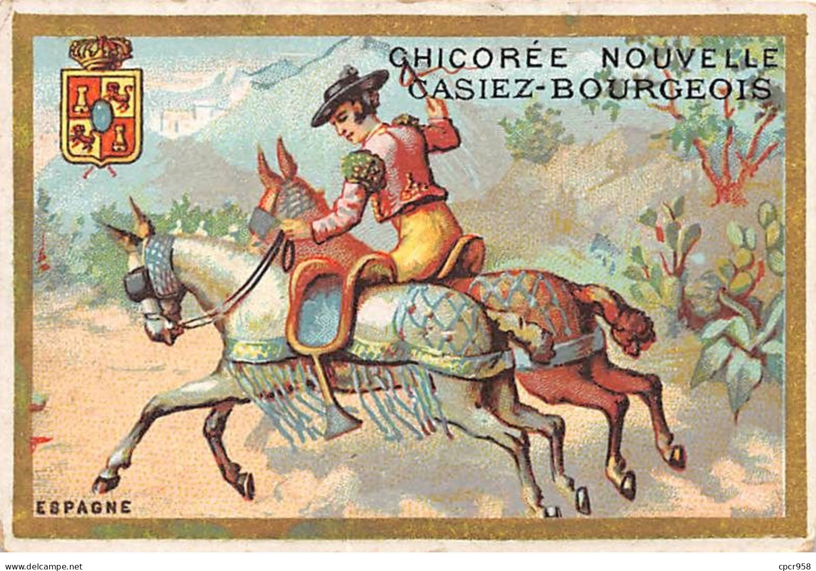 Chromos -COR10468- Chicorée Nouvelle Casiez-Bourgeois - Homme - Chevaux - Espagne - 6x10 Cm Environ - Tea & Coffee Manufacturers