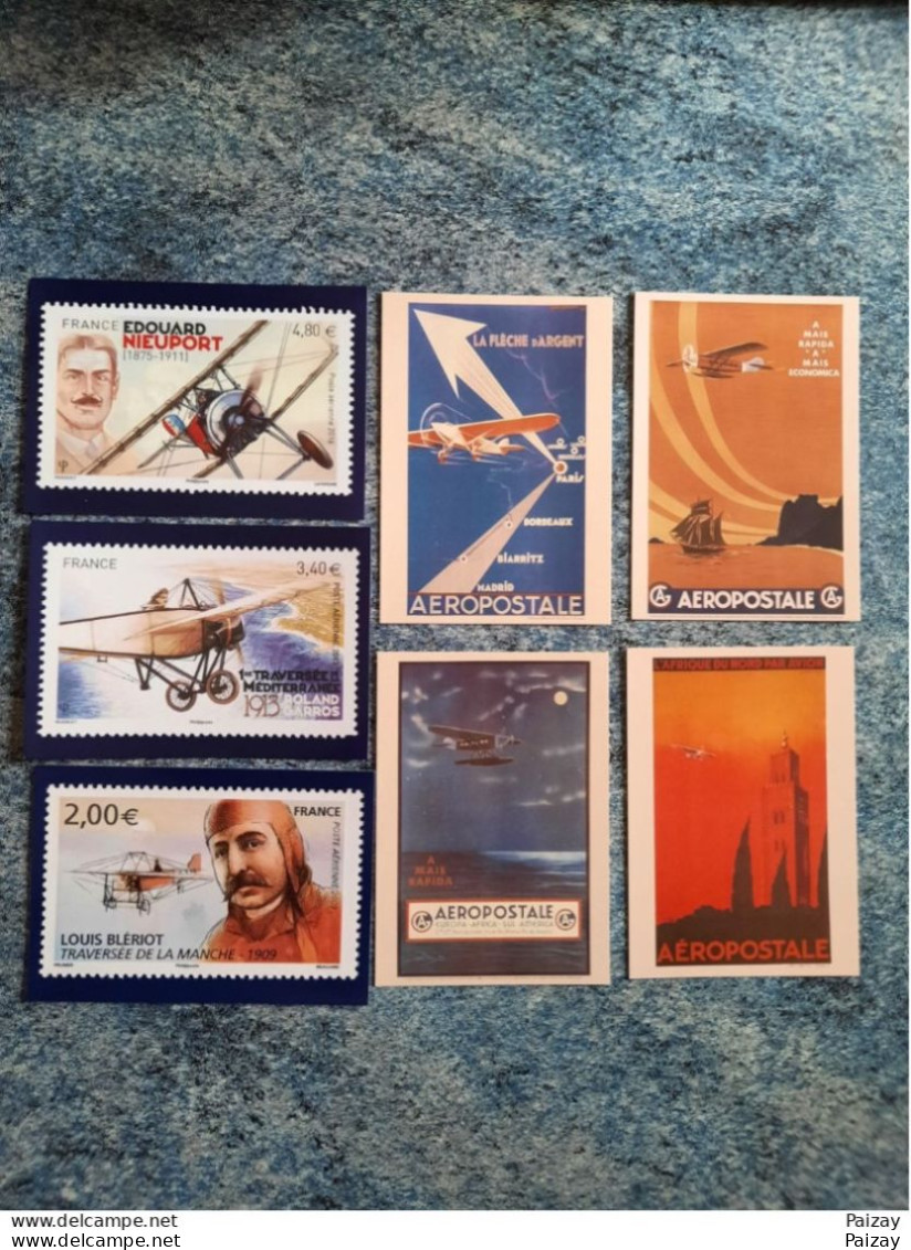 7 Carte Prêt à Poster Carte Pré Timbrées Validité Permanente Aéropostale Flèche Argent Afrique Du Nord America Aviateurs - Cartoline-lettere
