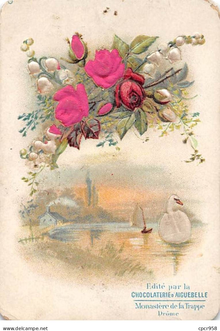 Chromos -COR12379 - Chocolaterie D'Aiguebelle - Fleurs - Cygne - Voilier - 7x10cm Env. - Aiguebelle