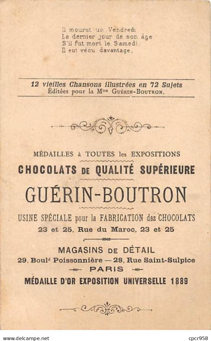 Chromos -COR10370- Chocolat Guérin-Boutron- Monsieur De La Palisse- 15e Et 16e Couplets -  7x10 Cm Environ - Guérin-Boutron