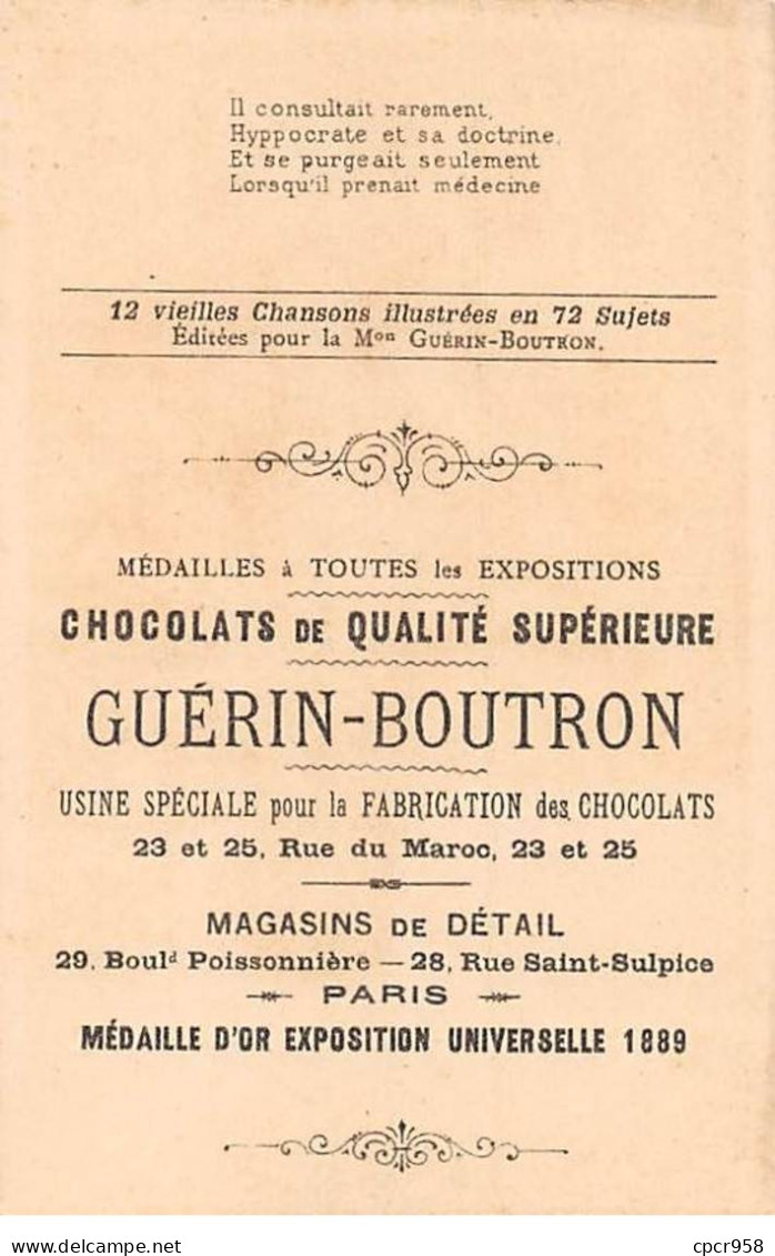 Chromos -COR10373- Chocolat Guérin-Boutron- Monsieur De La Palisse- 7e Et 8e Couplets -  7x10 Cm Environ - Guérin-Boutron
