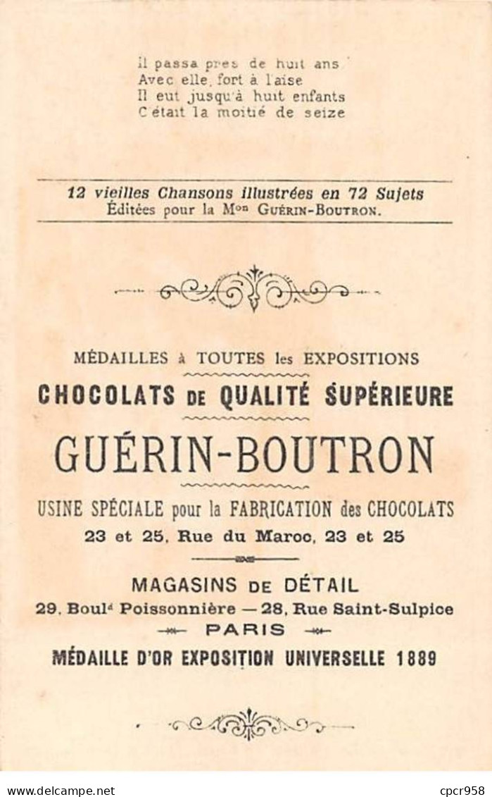 Chromos -COR10371- Chocolat Guérin-Boutron- Monsieur De La Palisse- 13e Et 14e Couplets -  7x10 Cm Environ - Guerin Boutron