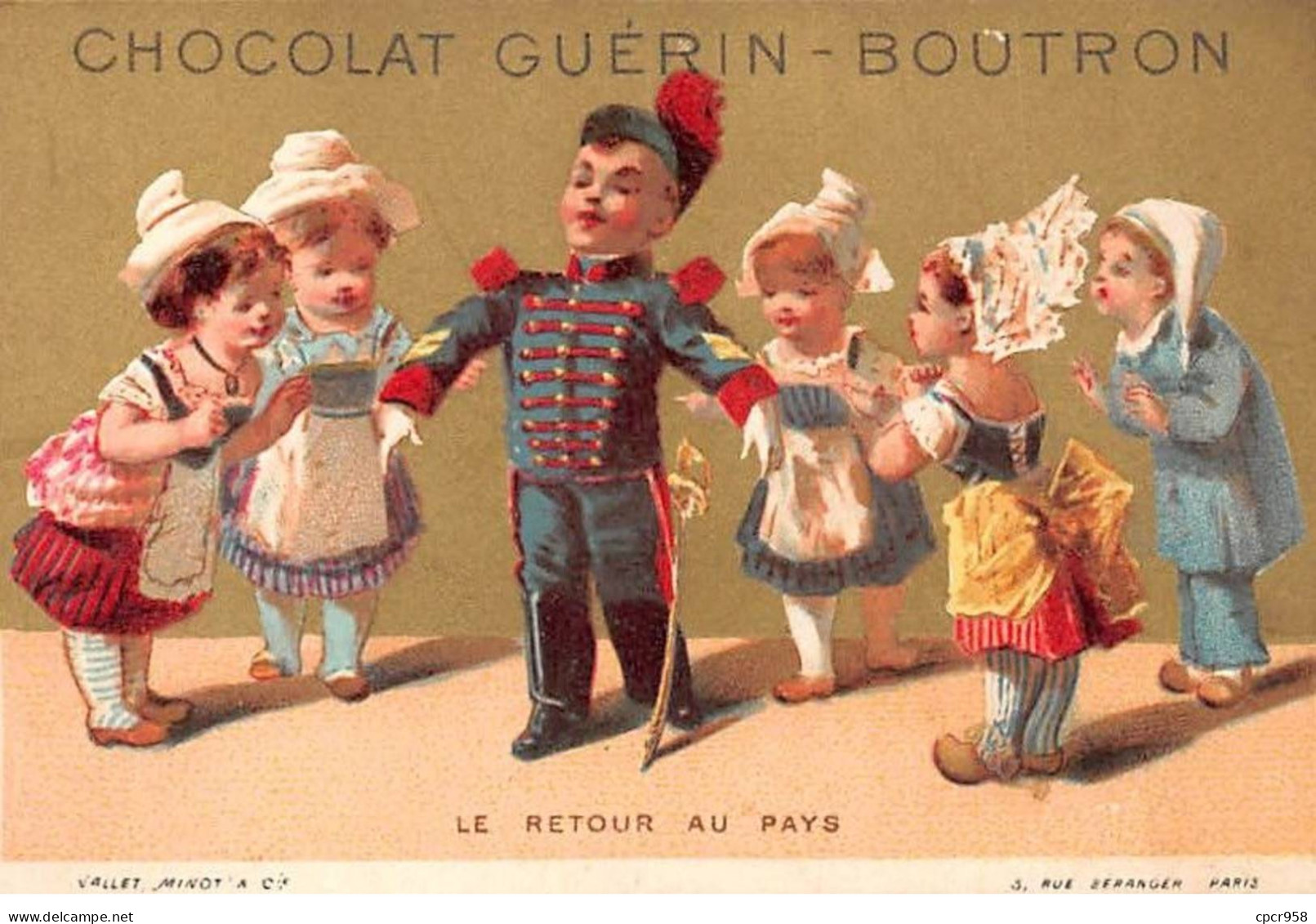 Chromos - COR14360 - Chocolat Guérin-Boutron - Homme - Femmes - Fond Or - 10x7 Cm Environ - En L'état - Guérin-Boutron