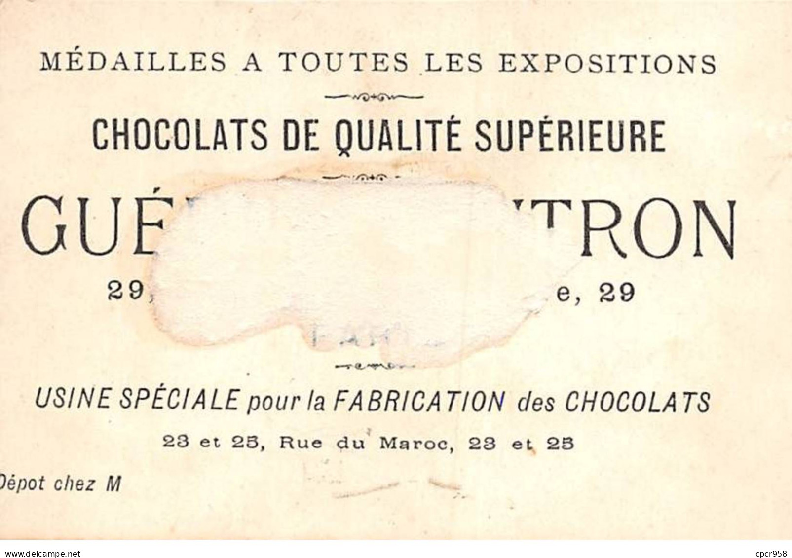 Chromos - COR14360 - Chocolat Guérin-Boutron - Homme - Femmes - Fond Or - 10x7 Cm Environ - En L'état - Guérin-Boutron