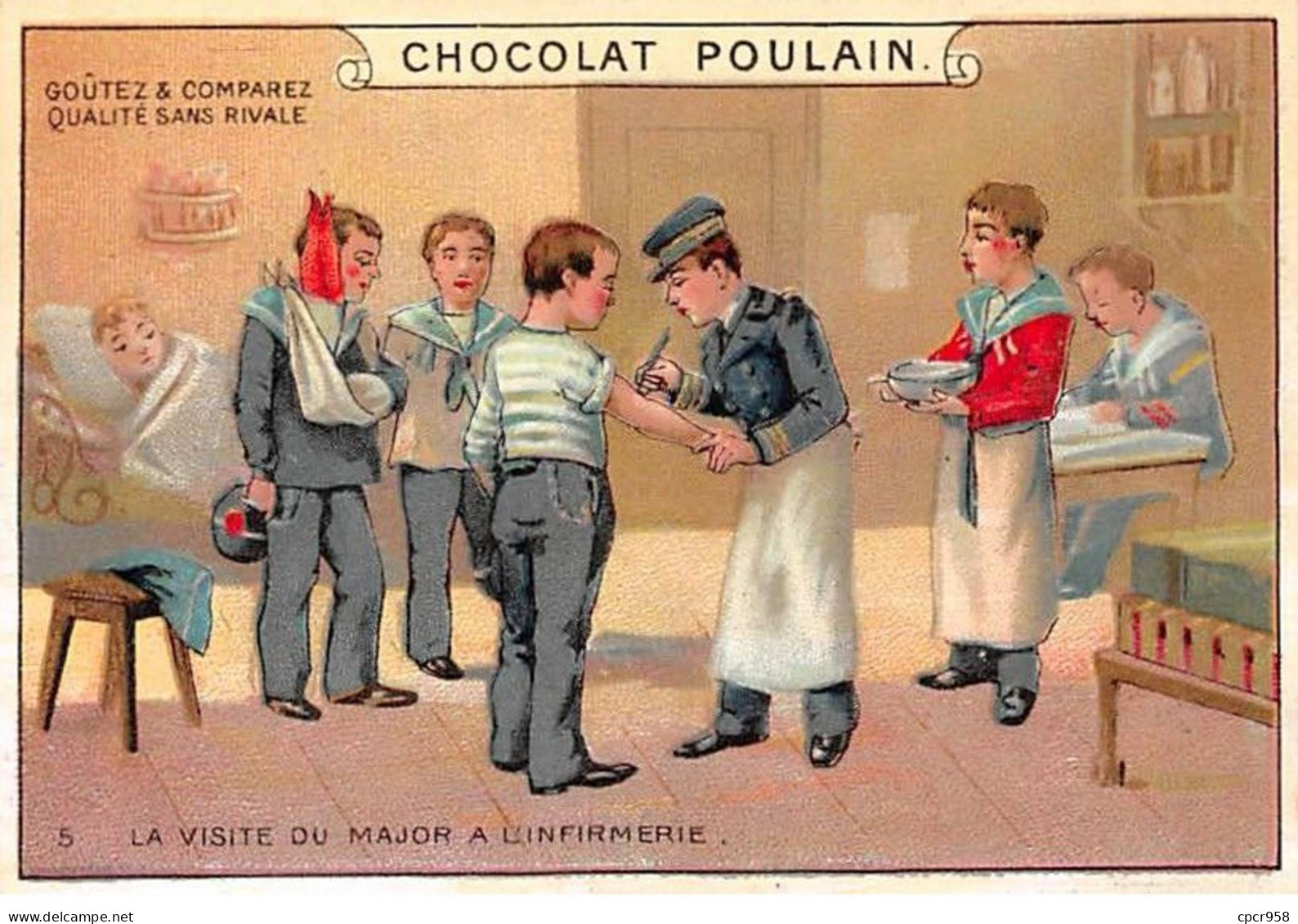 Chromos - COR14365 - Chocolat Poulain - Hommes - Major - Infirmerie - 10x7 Cm Environ - En L'état - Poulain